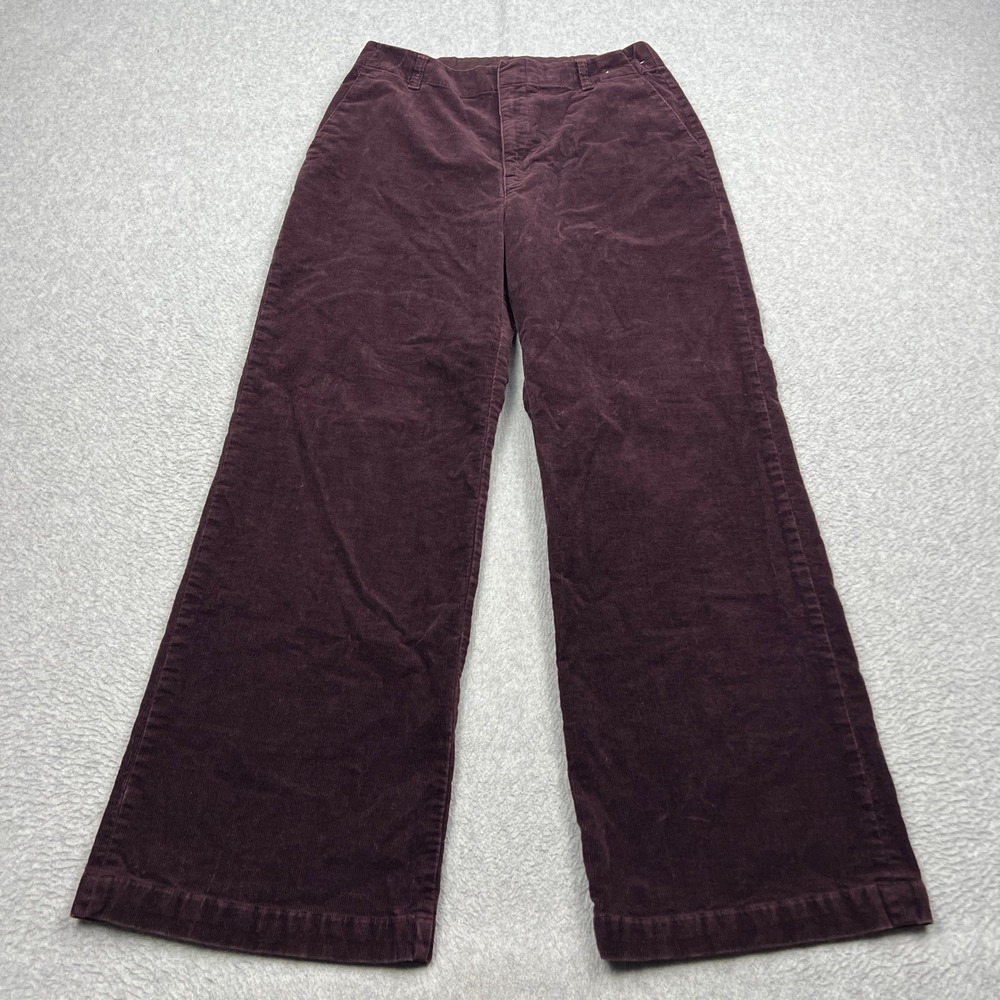 Uniqlo Wide-Fit Corduroy Pants Womens Medium Dark Purple Cotton Stretch 452356